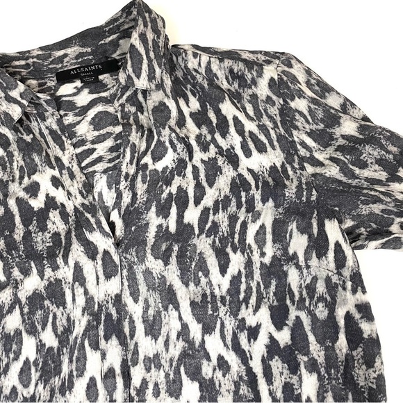 All Saints Keri Ash Grey Leopard Print Shirt Small - Picture 9 of 16